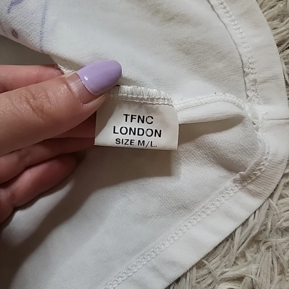 TFNC Paris London Y2K Style White Stretchy Sleeveless Tank Top Glittery Purple - Picture 4 of 10